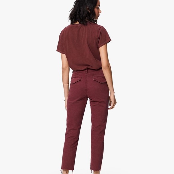 NWT Mother | Shaker Prep Fray in Dahlia w. Rose Gold Stripe Size 28/6 Straight - Picture 4 of 15